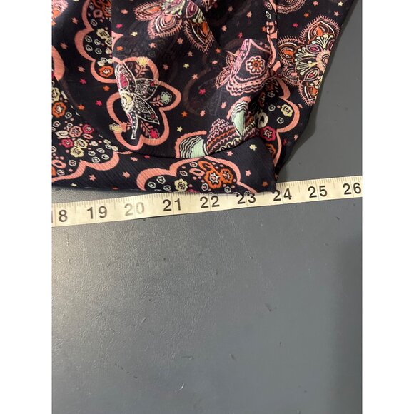 Lane Bryant Womens Floral Short Sleeve Navy Top Size 12 Boho Lagenlook - Picture 9 of 10